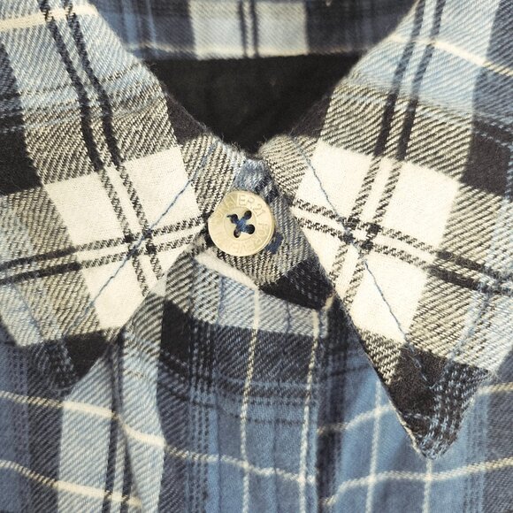 Forever 21 Blue White Plaid Cropped Button Down Shirt Short Sleeve Casual - Picture 7 of 12